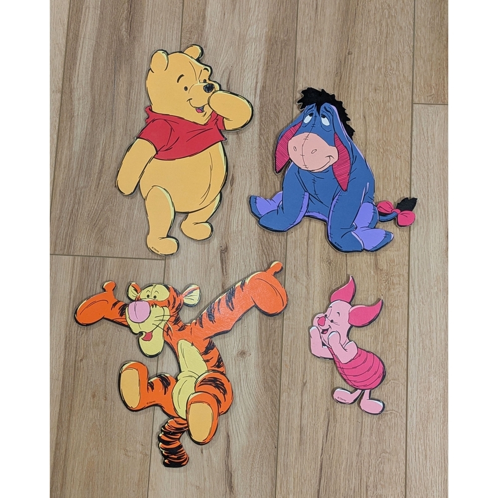 Vintage Disney Winnie the Pooh Character Partial Board Cutouts Set Wall Decor